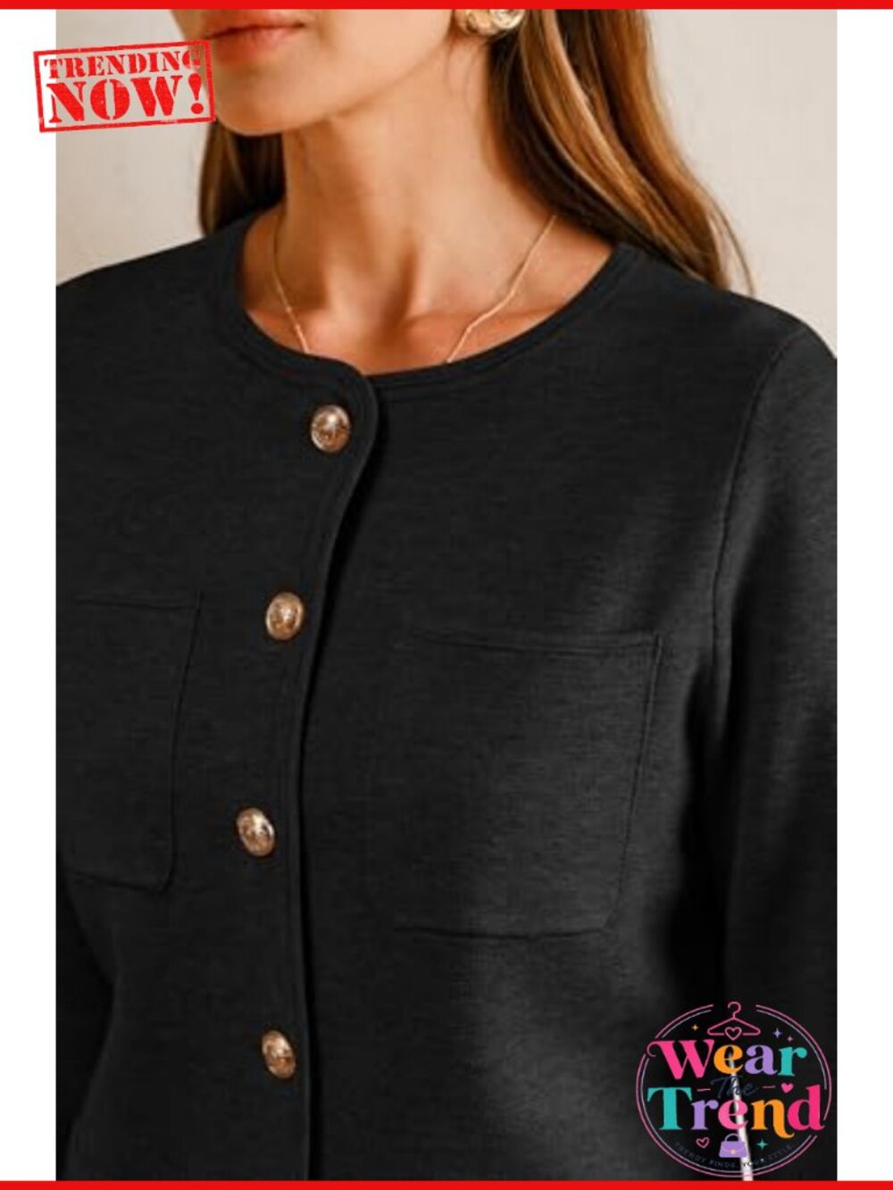 Wool Blend Collarless Sweater Blazer Business Casual Cardigan - Picture 5 of 6